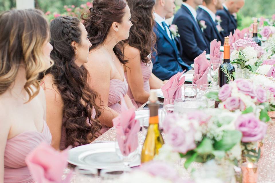 The bridesmaids and groomsmen