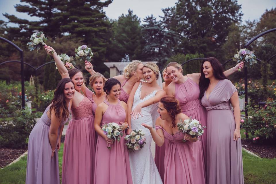 Bride and silly bridesmaids