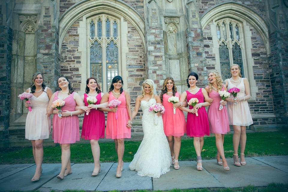 Bride and bridesmaids