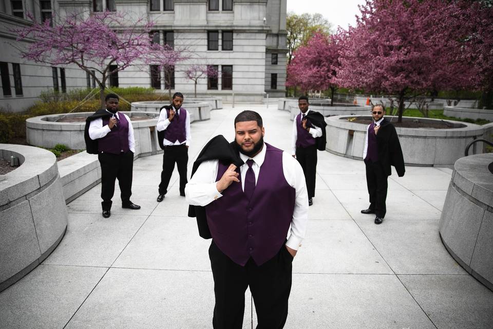 Groom with his guys