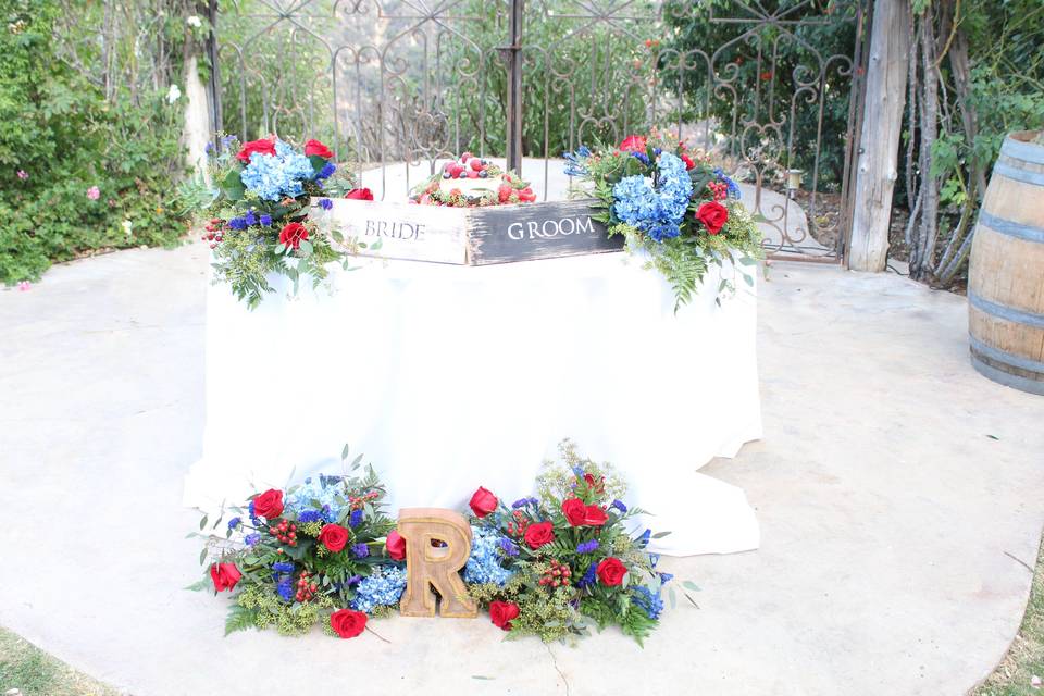 Floral decor on signboard