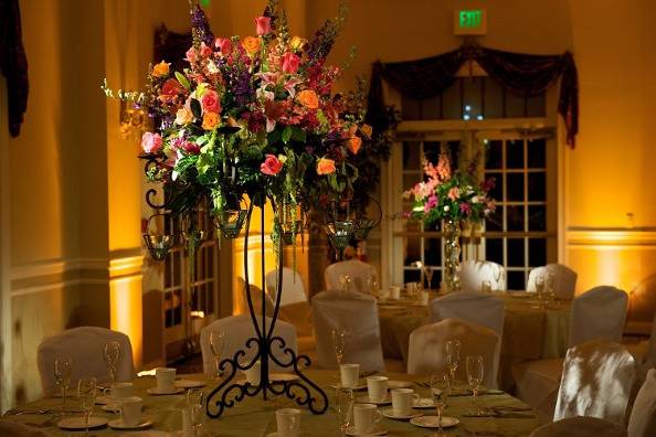 Table setup with centerpiece