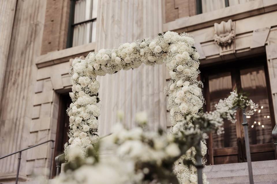 An All White Lush Arch