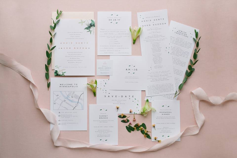 Modern Greenery Invitation