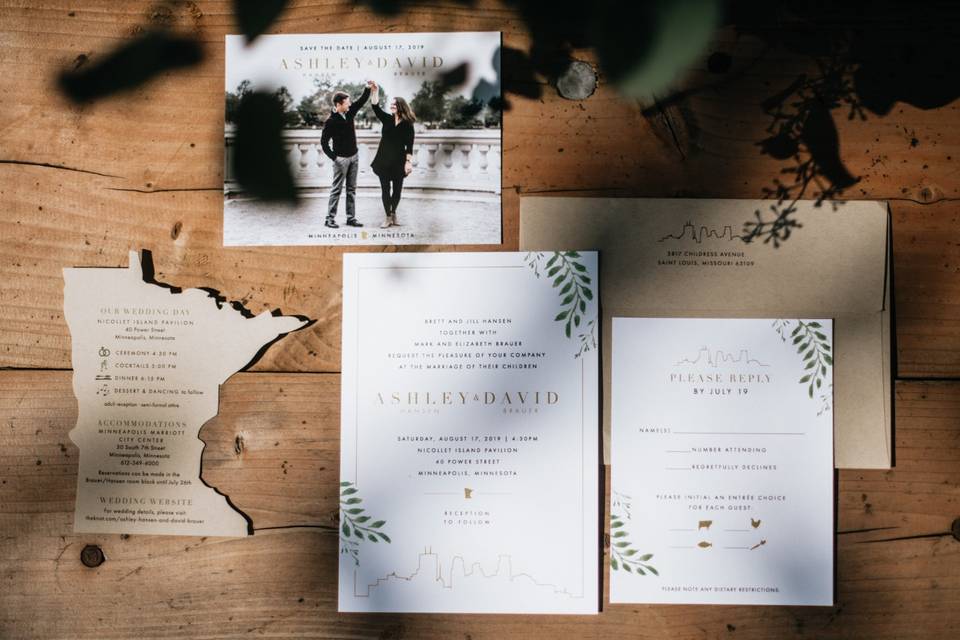 Modern Greenery Invitation