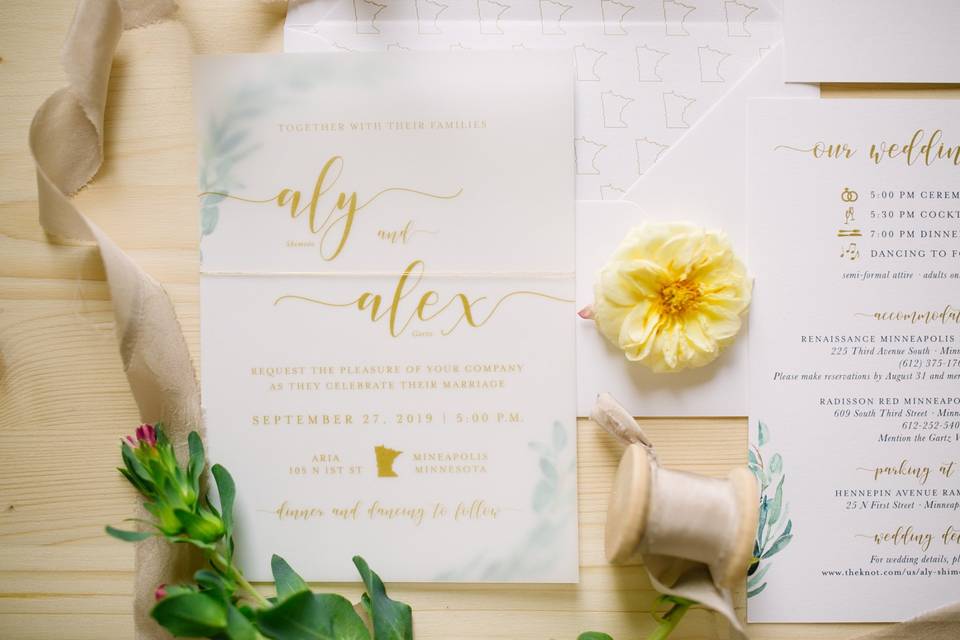 Gold and Greenery Vellum