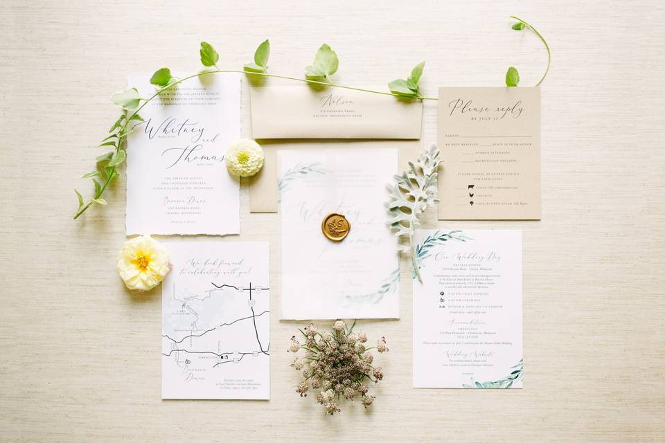 Vellum Greenery Invitation