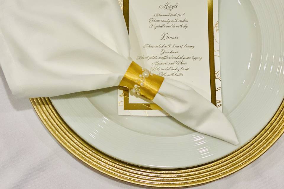 Gold bordered menu