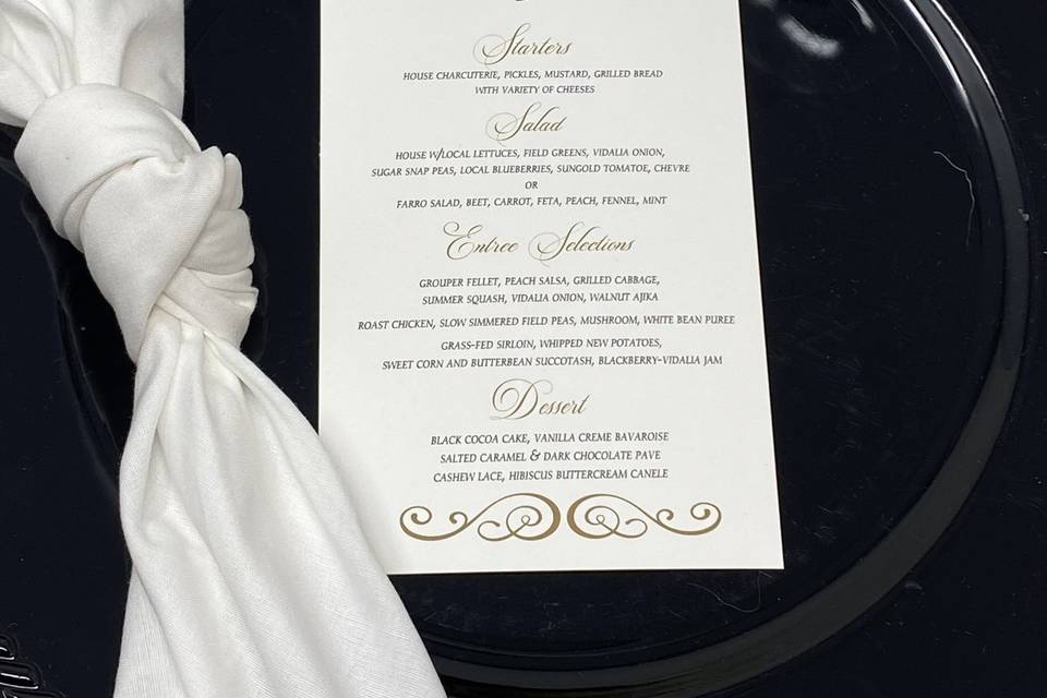 Monogrammed Menu