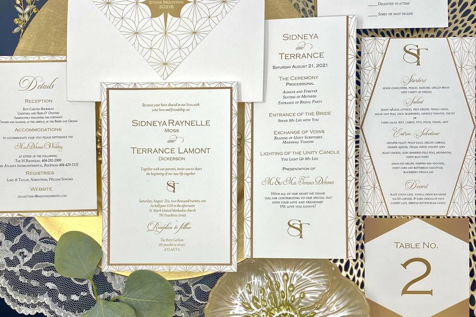 Art deco wedding invitations