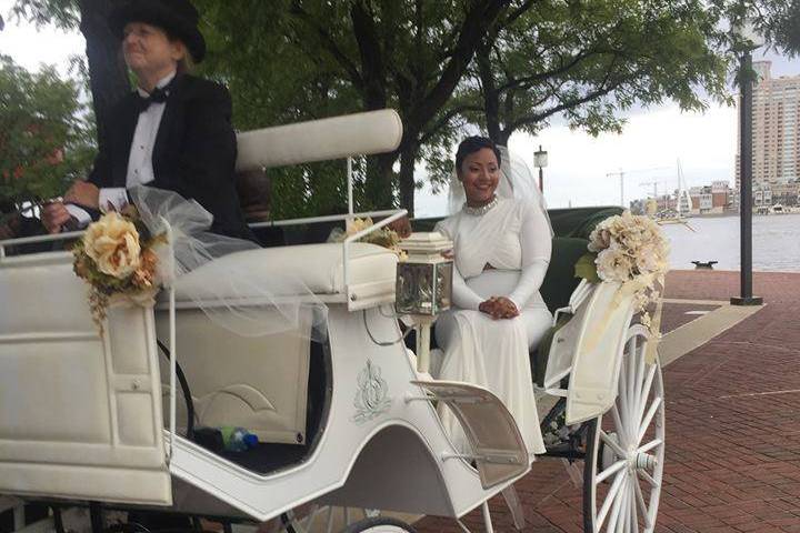 Bride on the carriage