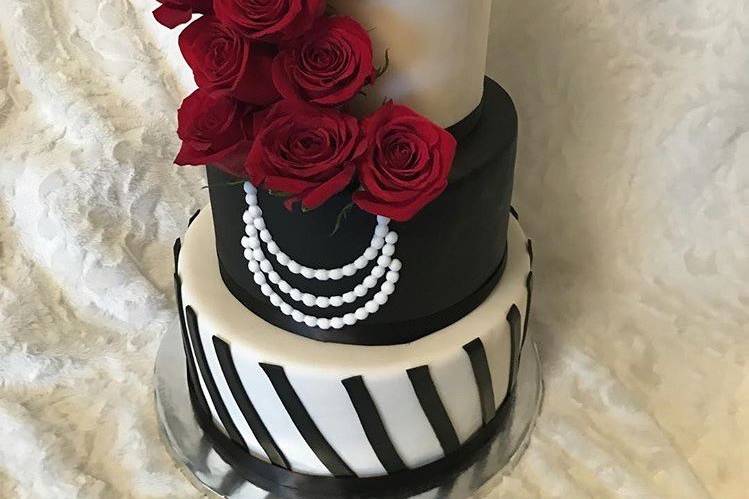 Romantic Cake with Fresh Flowers