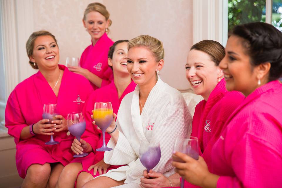 The bride with her bridesmaids