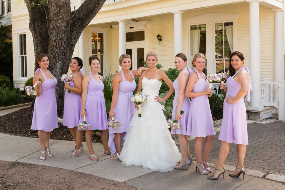 The bride with her bridesmaids