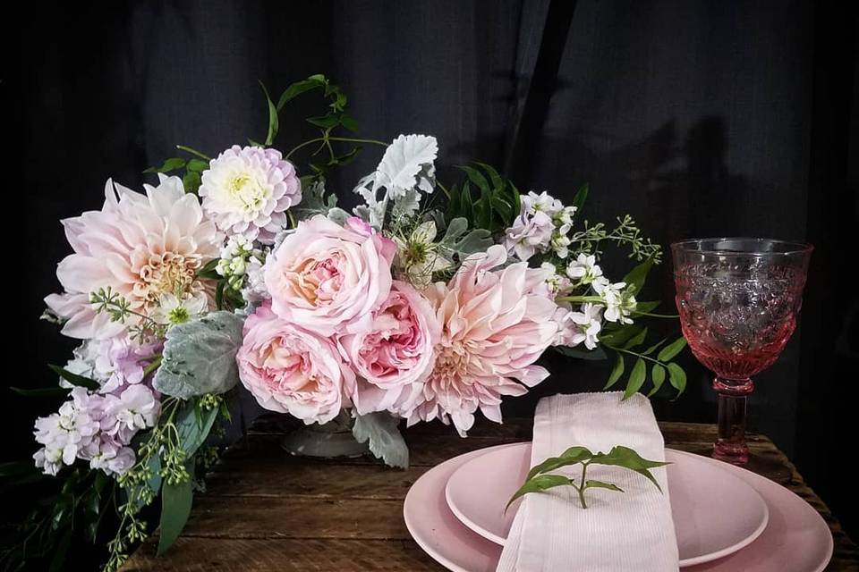 Dahlias and Garden Roses