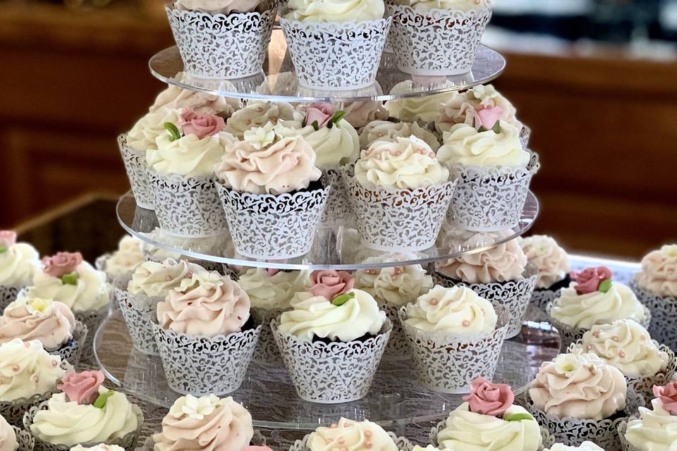 Cake and cupcake tower