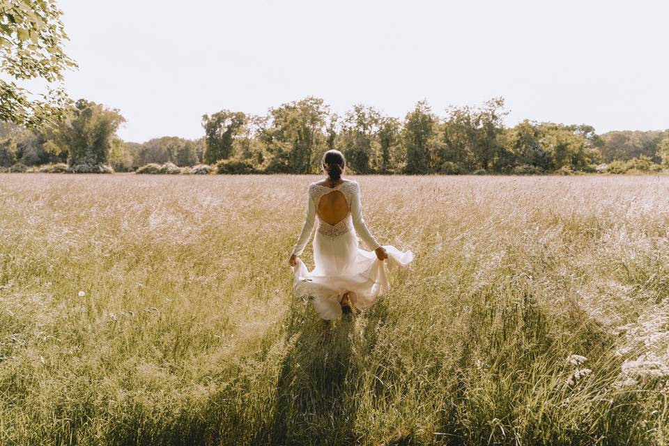 Bride frolicking