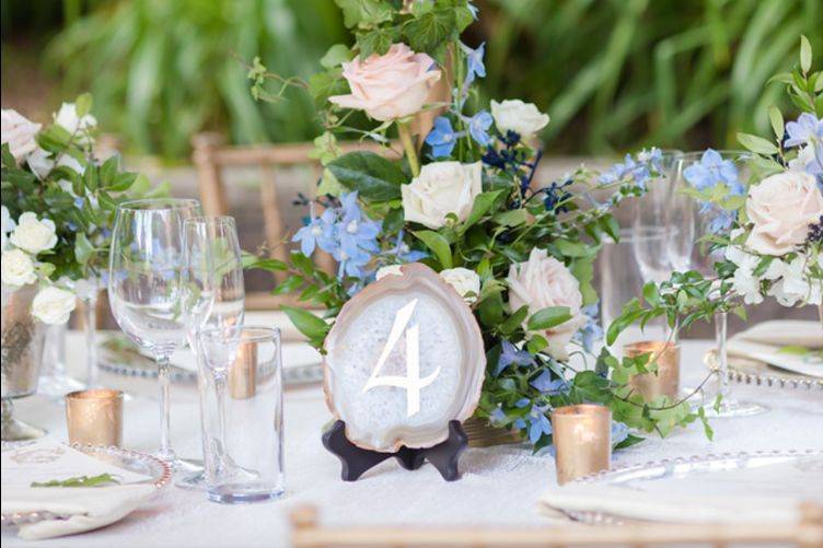 Candles and flowers centerpiece