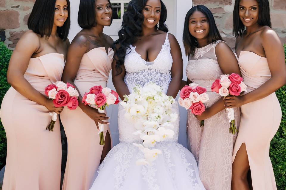 Bride and bridesmaids