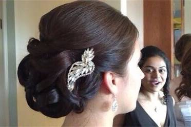 Bridal updo and pin