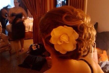 Updo with flower