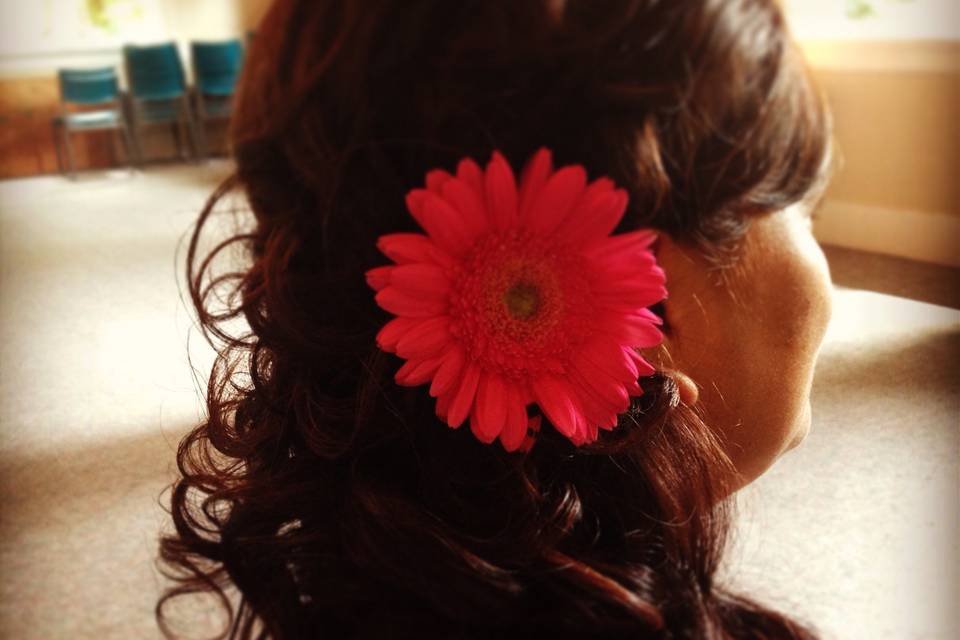 Flower on her hair