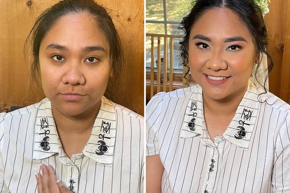Bride, before and after