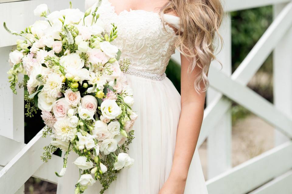 Bride holding an extravagant bouquet