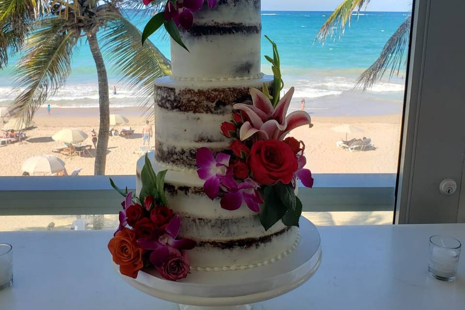 Beachfront Naked Cake Wedding