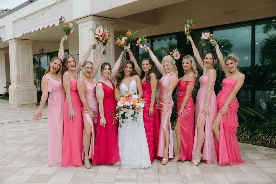 Bride and bridesmaids