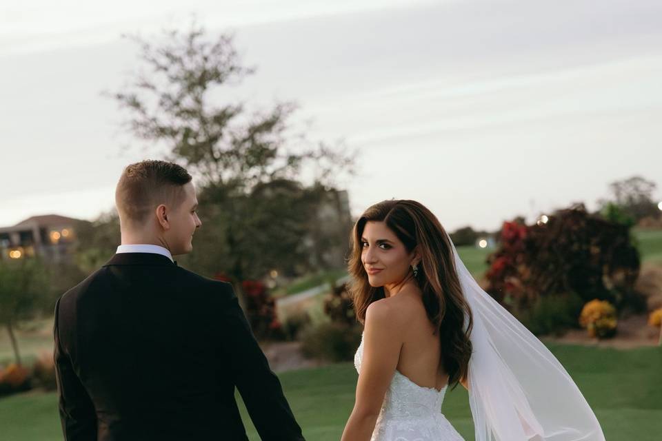 Bride and groom golden hour