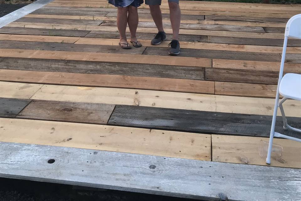 Happy dance floor couple