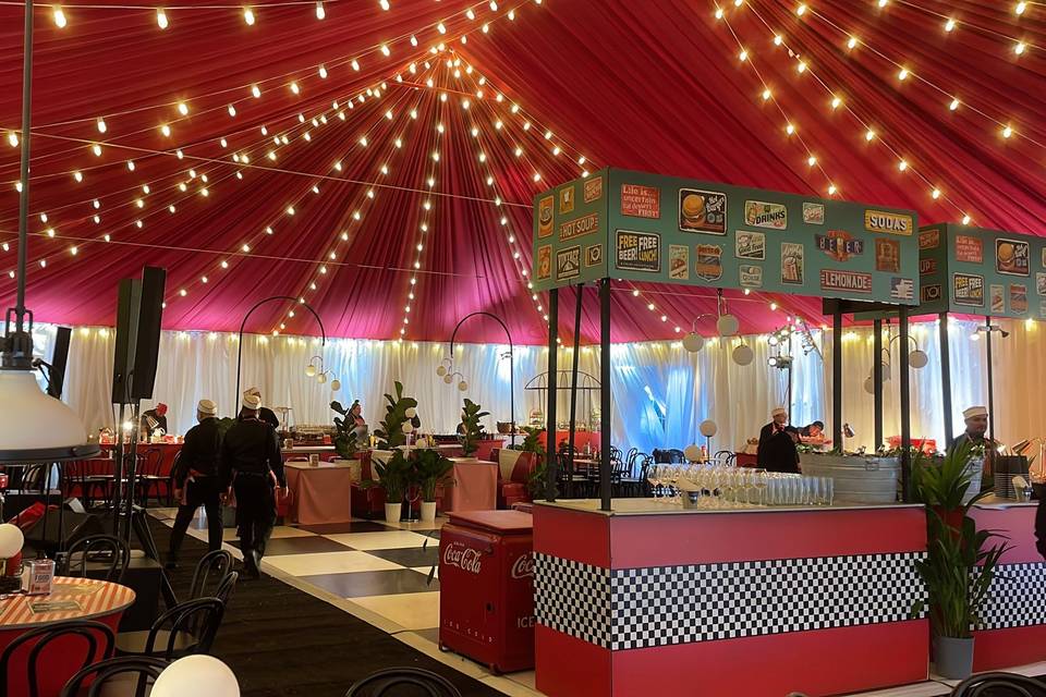 Circus themed tent and drapes