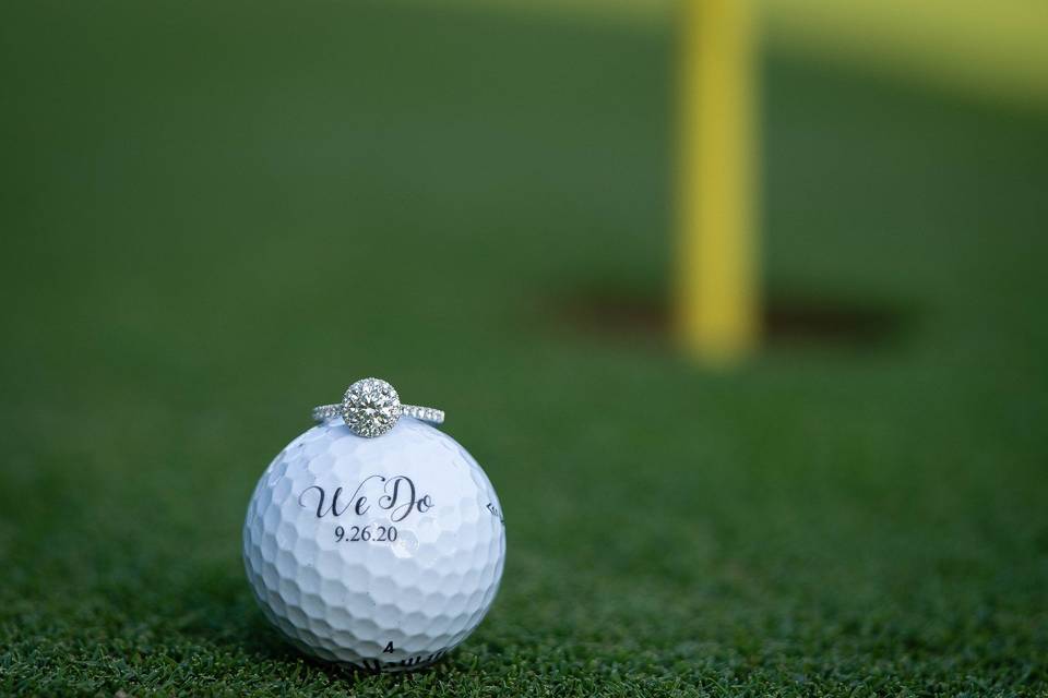 Golf-themed engagement photoshoot