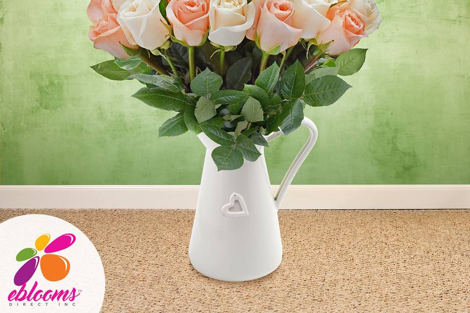 DUO ROSES WHITE AND PEACH