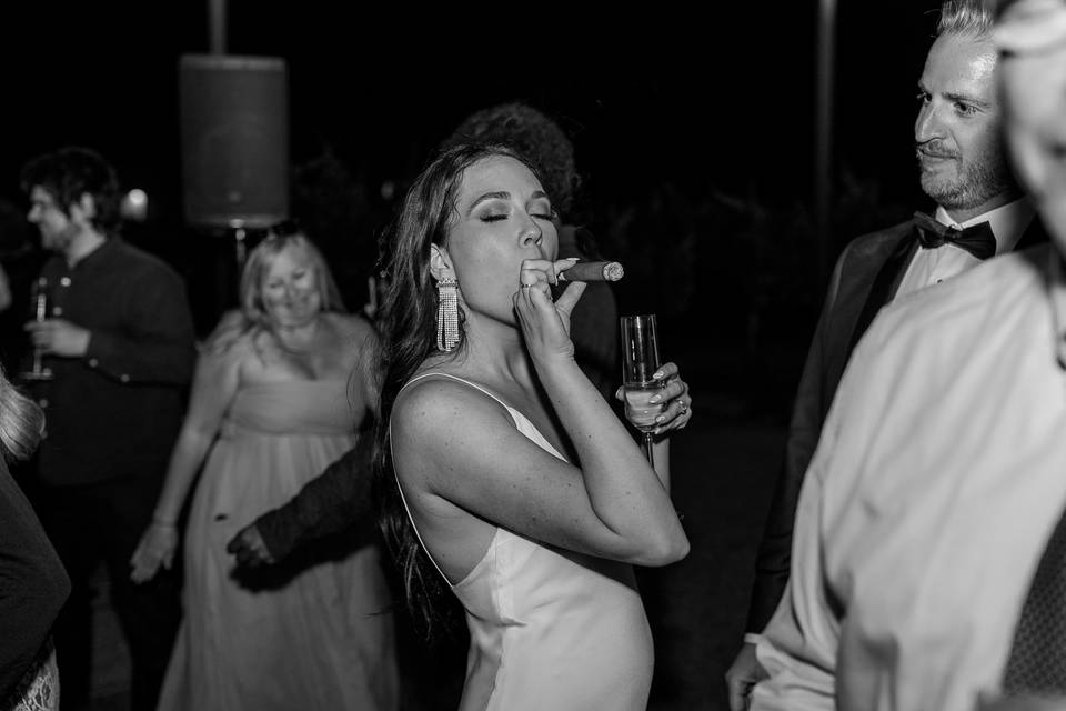 Bride smoking cigar