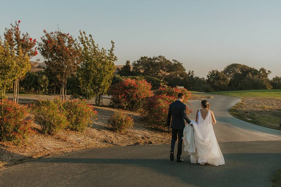 Bride groom walking