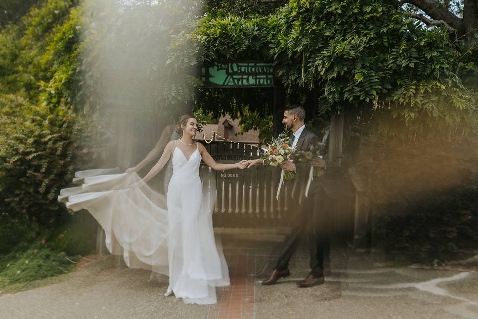 Bride and groom dancing