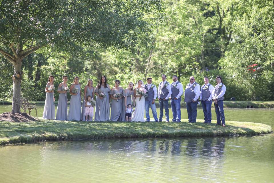 Wedding party on the pond
