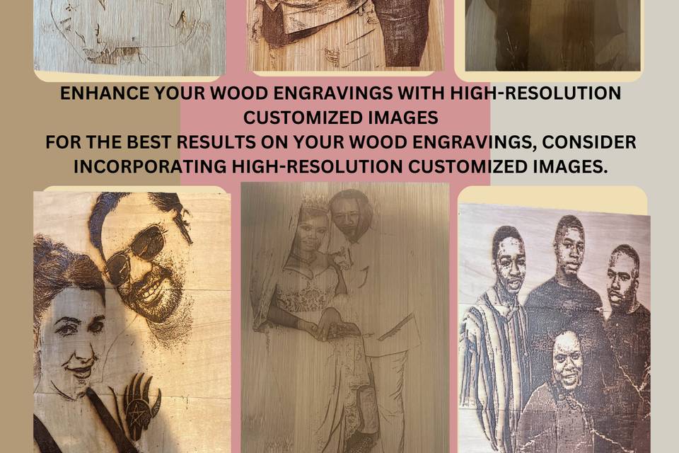 Engraved wooden portraits