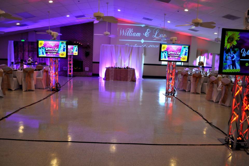 Dance floor with video screens