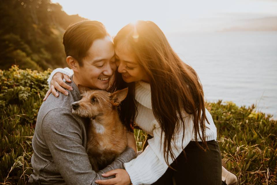 Beach Golden hour engagement