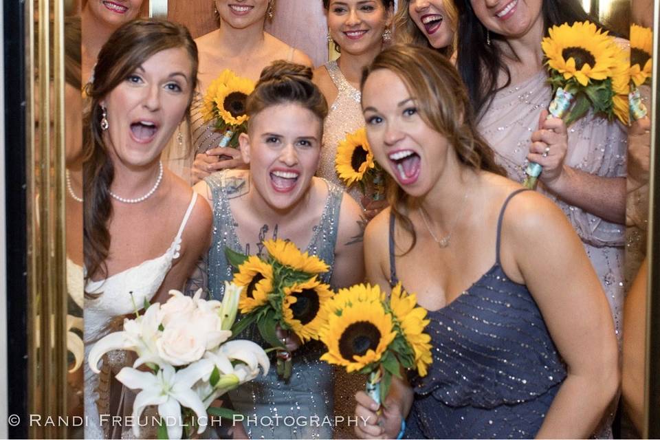 Bridesmaids and the bride