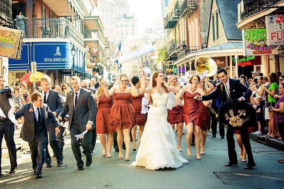 Marching down the street