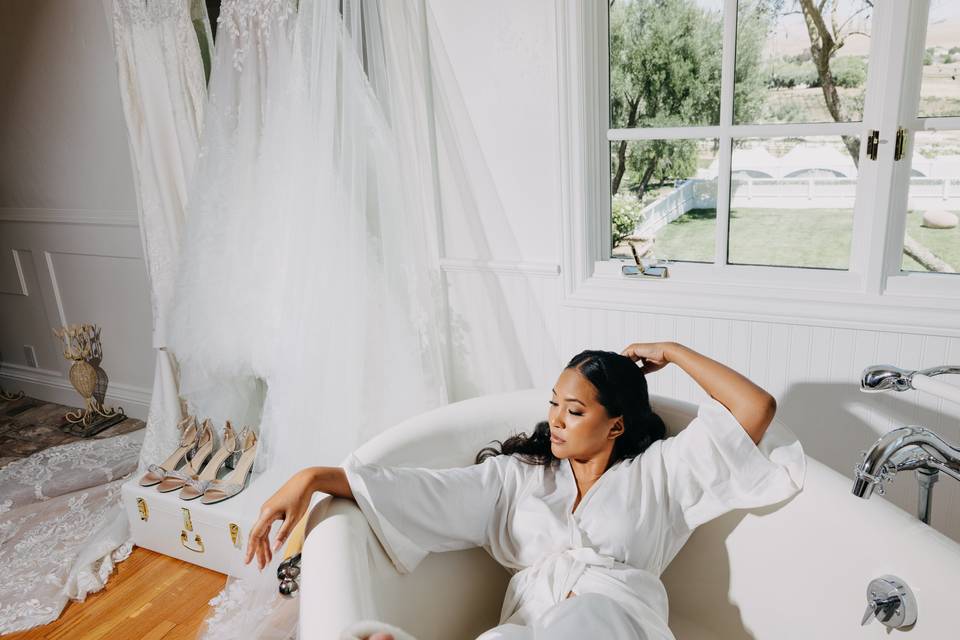 Editorial bride getting ready