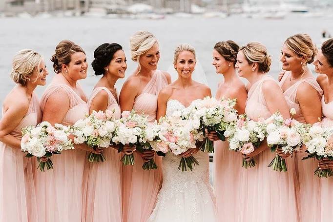 Bride and her bridesmaids