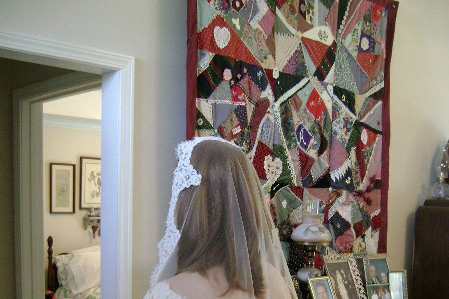Custom lace edged veil