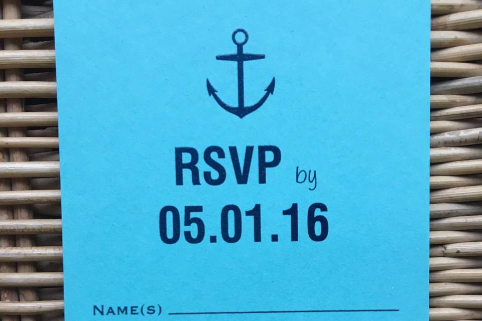 RSVP in a blue sheet