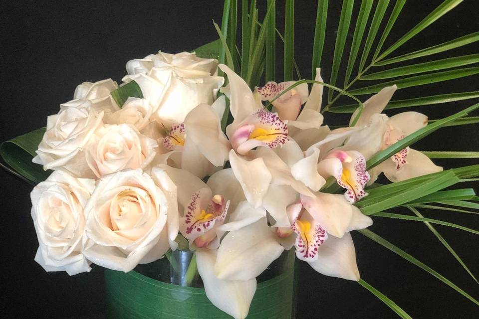 Roses and cymbidium orchids