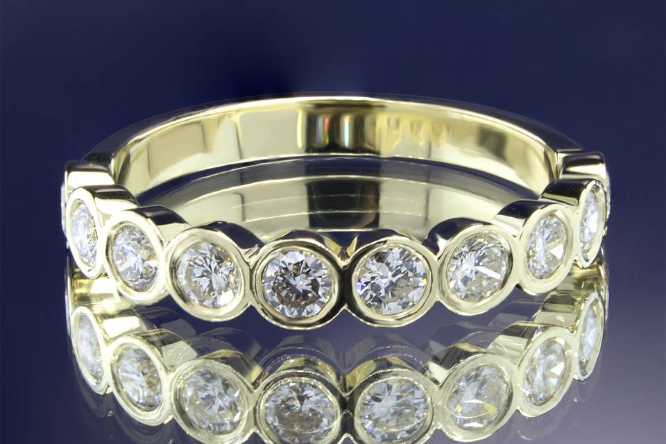 Bezel set diamond wedding ring